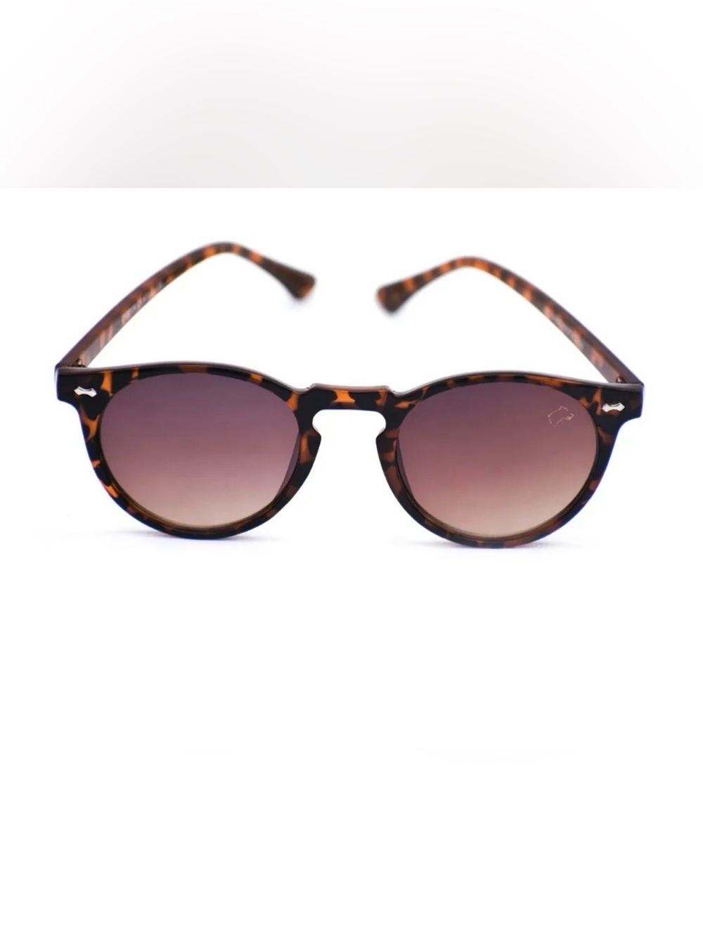 Round Tortoiseshell Sunglasses with Brown Gradient Lenses